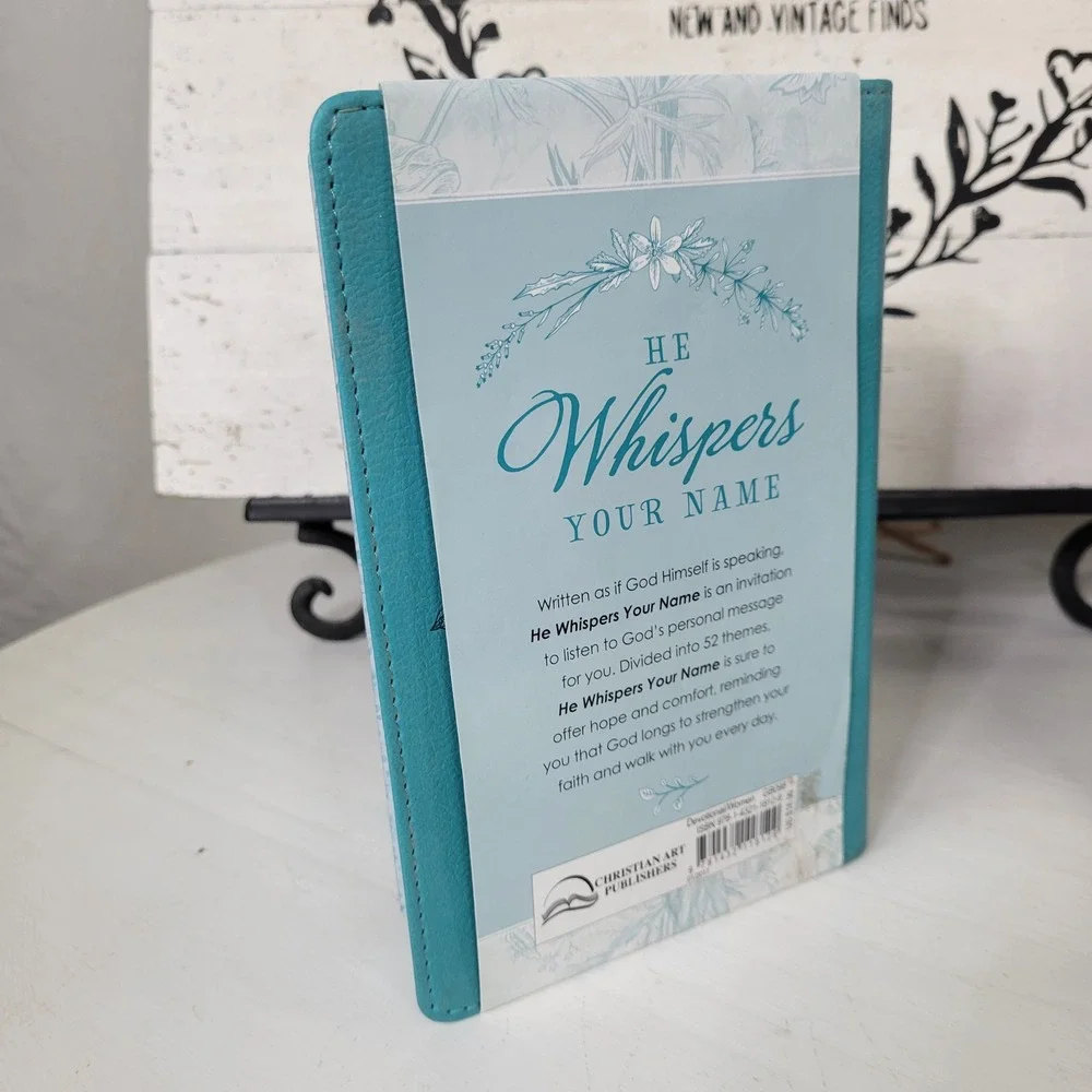 Cherie Hill He Whispers Your Name 365 Devotion Teal Faux Leather Devotional Book